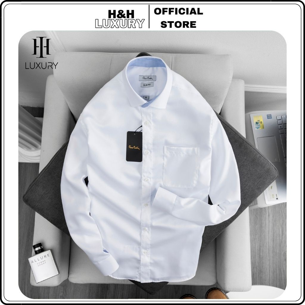Áo sơ mi nam tay dài Pie.Ca, áo sơ mi nam trắng chất liệu cotton mát , mềm mịn xuất Hàn hàng cao cấp - H&H LUXURY