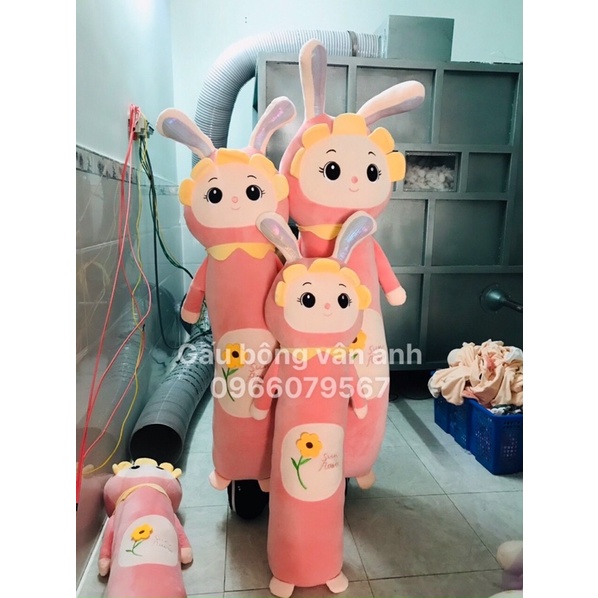 Gấu Bông Thỏ Mặt Trời size 1m5, Gối Ôm Thỏ Hướng Dương Hàng nhập siêu mềm mịn có dây kéo.