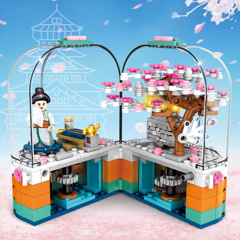 Đồ chơi Lắp ghép Mô hình Cherry Blossom Season Sembo 601077 Quả cầu tuyết mô hình hoa anh đào nhật bản