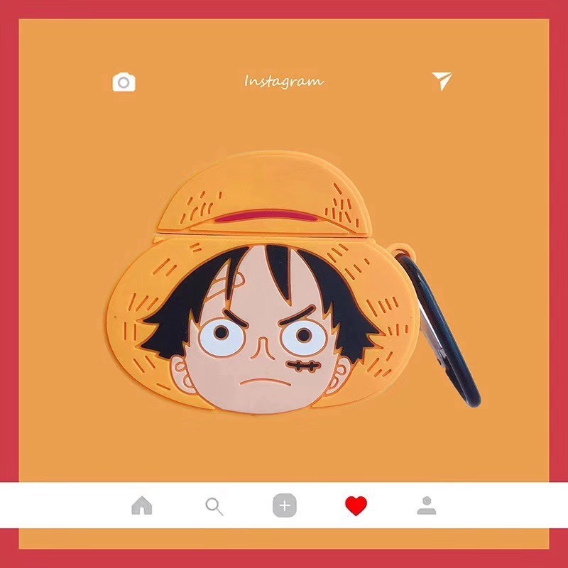 AirPods 1 2 Case Popular Japanese Anime ONE PIECE Cartoon Luffy Anti-drop Silicone wireless bluetooth earphone protective cover