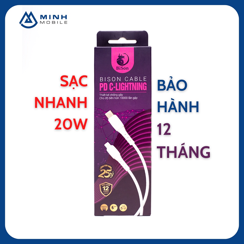 Cáp sạc BISON CON TRÂU siêu bền, bảo hành 12 tháng, sạc nhanh, bảo hiểm cháy nổ 25 tỷ