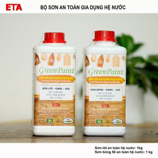 Bộ sơn gỗ an toàn gia dụng hệ nước (sơn lót loại 1kg + sơn bóng 50 loại 1kg)