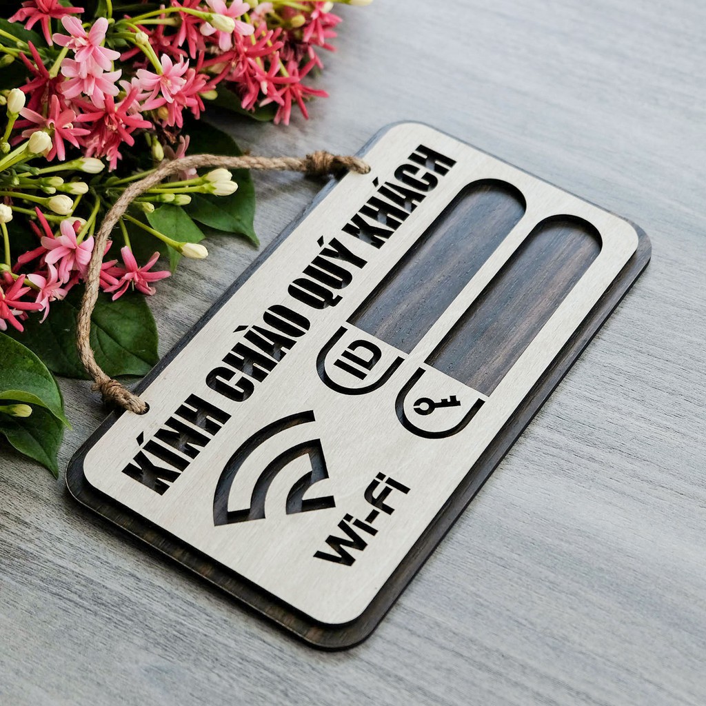 Bảng gỗ treo trang trí ghi wifi pass - Mẫu TW02