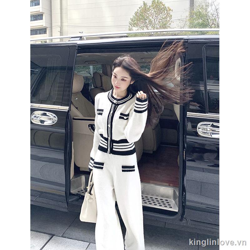 ❤Nước hoa miễn phí❤Bộ Áo Sweater Dài Tay + Quần Ống Rộng Thiết Kế Mới Trẻ Trung Năng Động