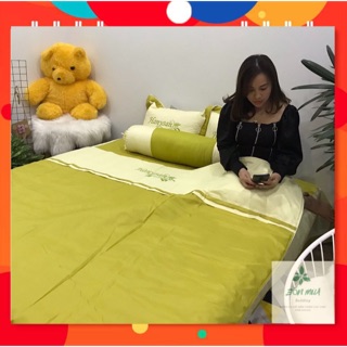 [Rẻ-Bền-Đẹp] Bộ 5 món ga gối vỏ chăn cotton poly thêu đủ kích thước (ảnh thật)
