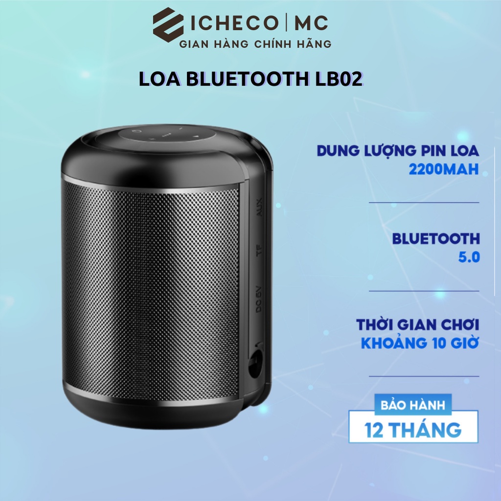 Loa bluetooth mini cầm tay ICHECO LB02 chống nước điều khiển bằng giọng nói âm trầm