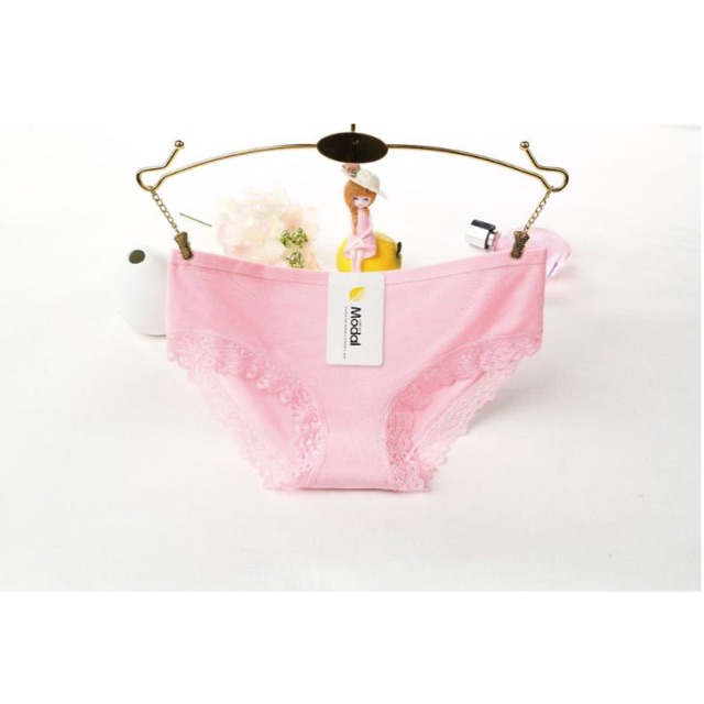 Quần lót cotton thun viền ren phối nơ xinh