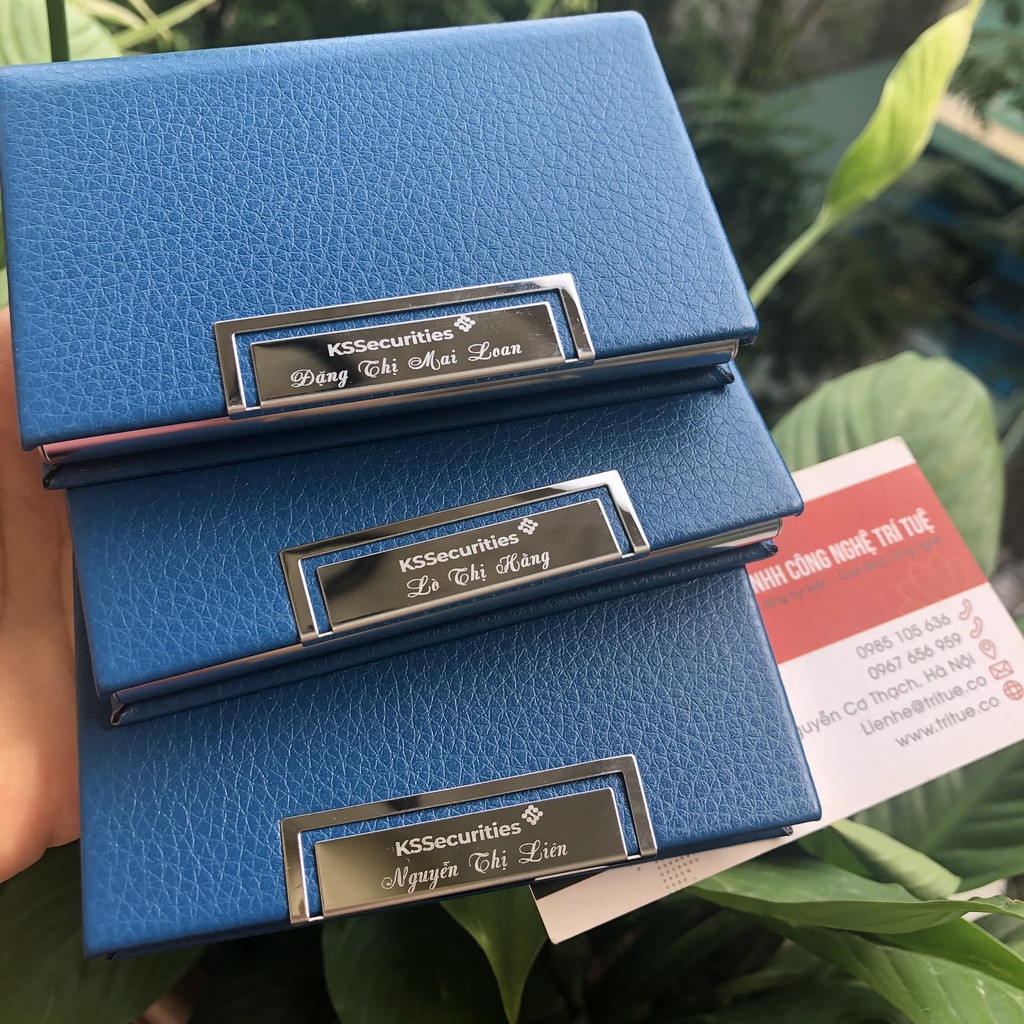 Hộp đựng name card, card visit bỏ túi cao cấp được làm bằng da simili và inox304