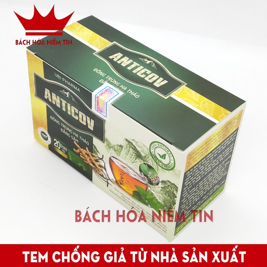 Trà Đông Trùng Hạ Thảo Đẳng Sâm Anticov - tăng sức đề kháng, bổ thận, dưỡng tâm, an thần, giải cảm - Hộp 20 gói