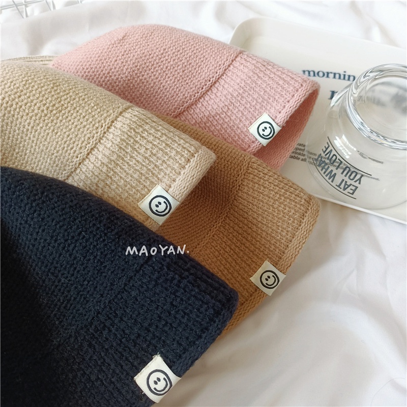 Mũ bucket Dệt Kim Họa Tiết Mặt Cười Đơn Sắc Cá Tính Thời Trang Cho Bé Trai Và Bé Gái