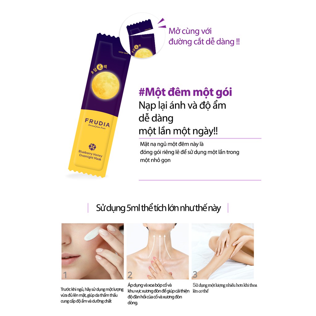 Mặt Nạ Ngủ Cấp Ẩm Chiết Xuất Việt Quất Mật Ong Frudia Blueberry Honey Overnight Mask 5ml/1pcs