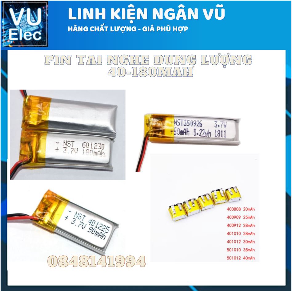 Pin Li-Po Lithium 3.7V Dung Lương Từ 40-4800mAh