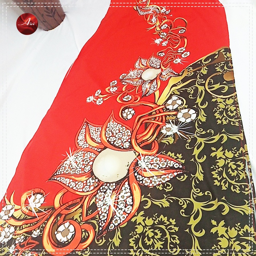 Áo dài nữ lụa nhật màu đỏ họa tiết hoa to - Áo dài Airi