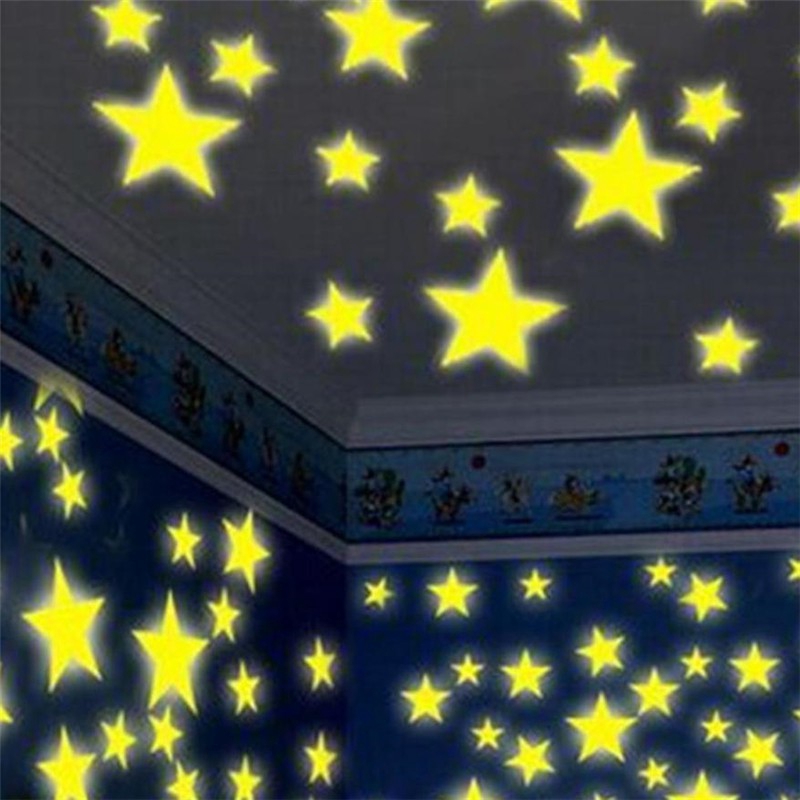 Set hình ngôi sao dán tường màu dạ quang phát sáng