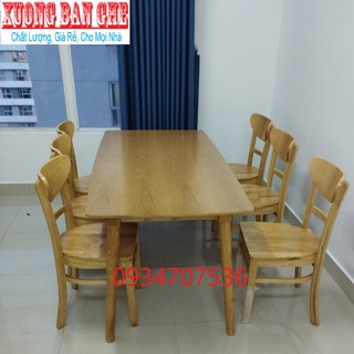 Freeship Bộ bàn ăn Mango ghế gỗ 6 ghế: hcm biên hòa bình dương