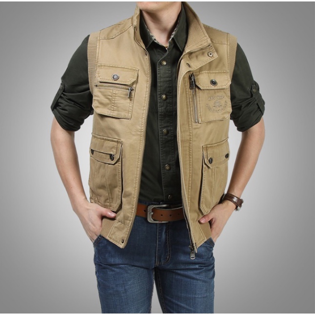 Áo Khoác Gile Kaki Nam Cao Cấp Túi Hộp Alyly  - Phong Cách Và Cá Tính.