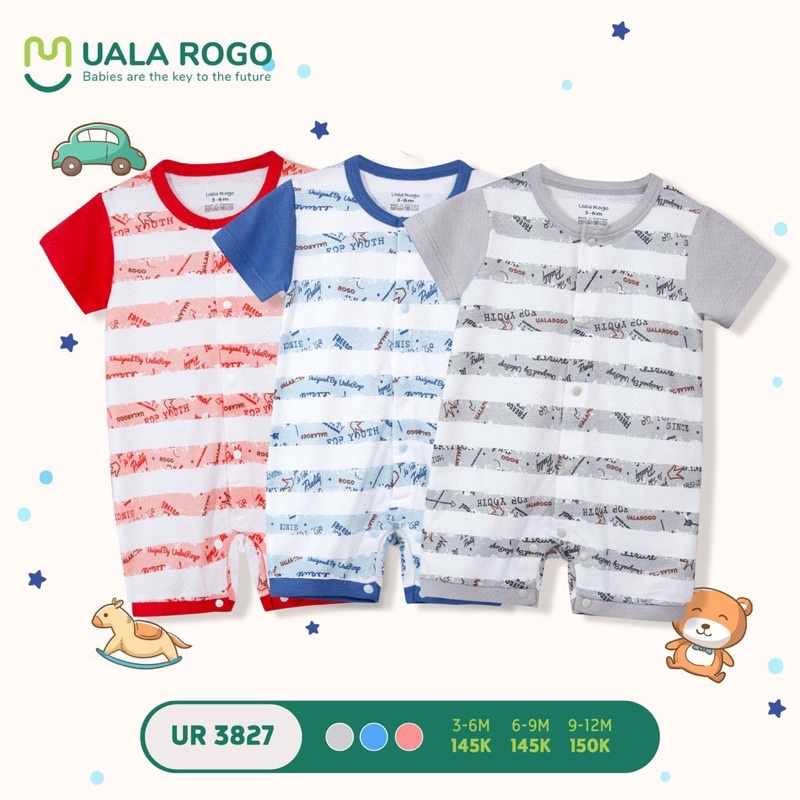 Uala rogo - Body cộc tay kẻ in chữ UR3827