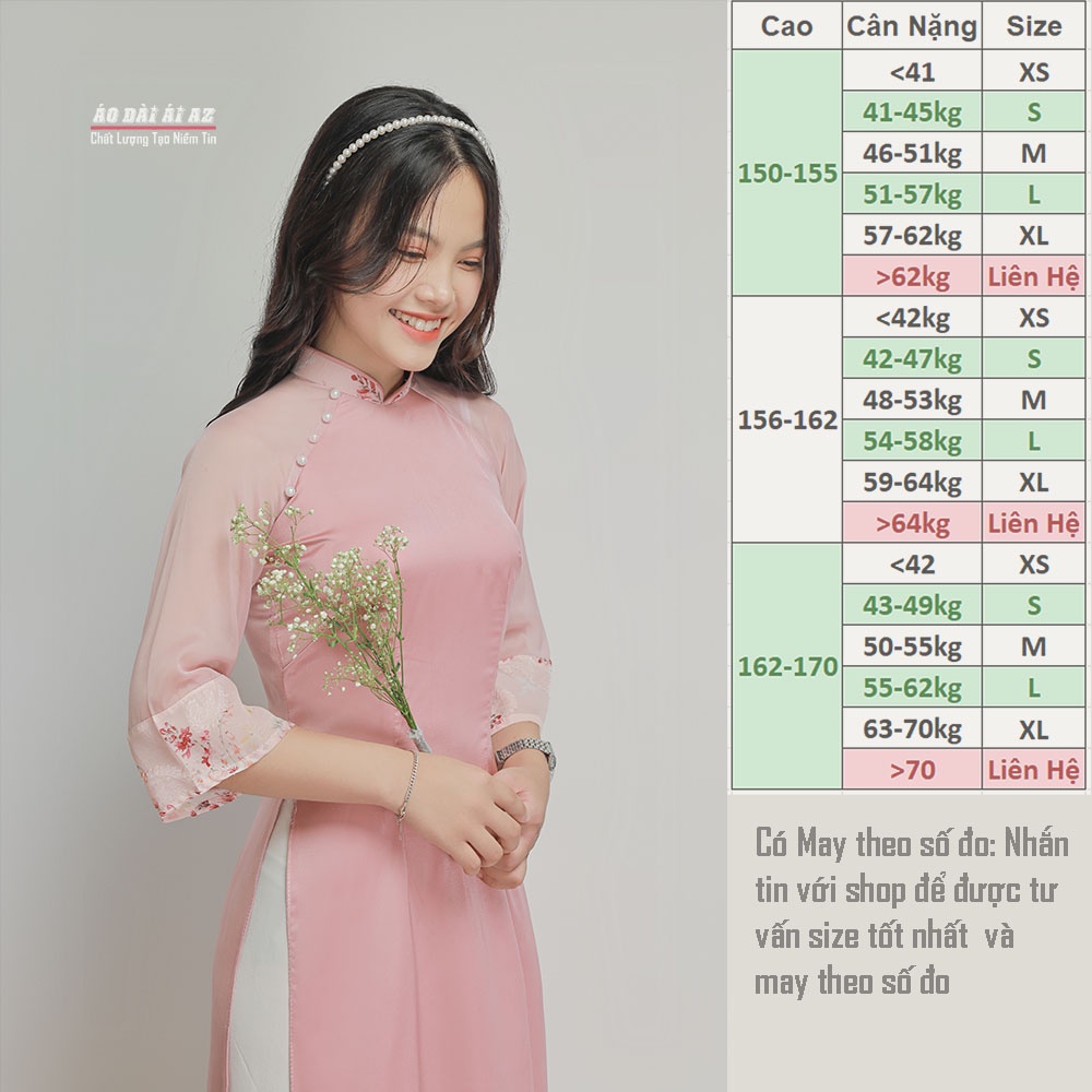 Áo Dài cách Tân Nữ Tay Ngắn Hoa Nhí TK09
