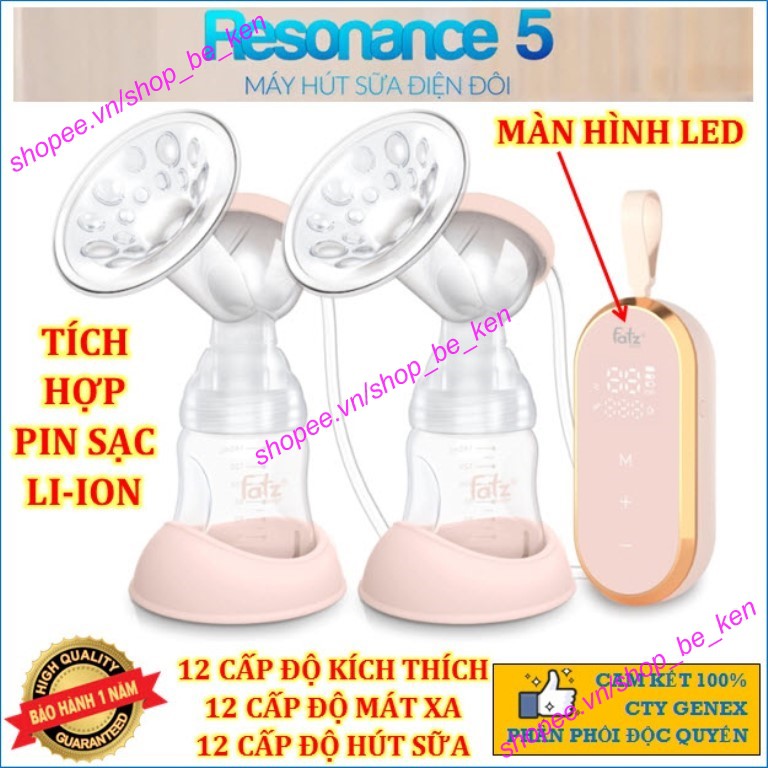 (BH 12TH) Máy hút sữa điện đôi Fatzbaby - Resonance 5 có pin sạc Fatz FB1180VN, FB1180VNH, FB1180VNG