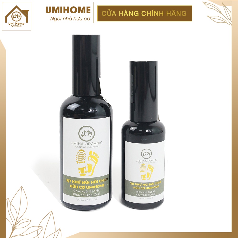 Xịt khử mùi hôi chân và giầy UMIHOME hữu cơ 50/100ml hương Bạc Hà thơm mát, loại bỏ mùi giày hiệu quả