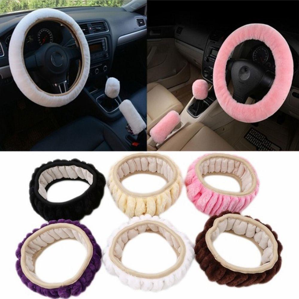 Bộ 3 Vỏ Bọc Vô Lăng Xe Hơi Bằng Vải Lông Sang Trọng Ốp
