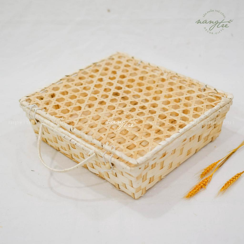 Hộp tre đan mắt vuông nắp đậy đựng quà tặng - Thân thiện môi trường