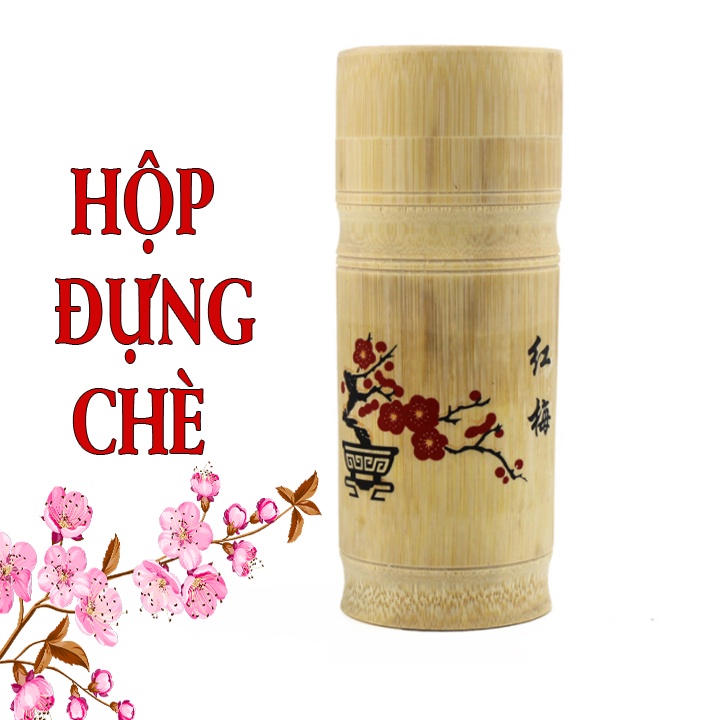 Hộp đựng chè khô bằng tre ngày tết 200gam- thân thiện môi trường, không chất độc hại, đẹp mê li