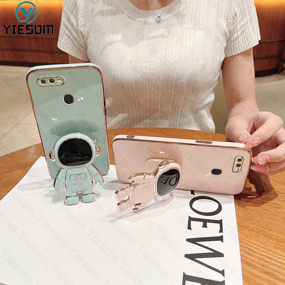 Ốp Điện Thoại Silicon Mềm Có Giá Đỡ Hình Vuông Mạ Sang Trọng Cho OPPO F9 F11 Pro F7 F5 F11 F9 Reno 4 2F 2