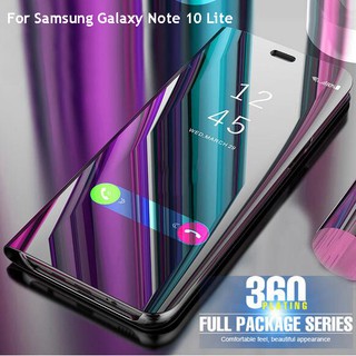Bao da điện thoại nắp gập mặt tráng gương trong suốt chống sốc cho Samsung Galaxy Note 10 Lite