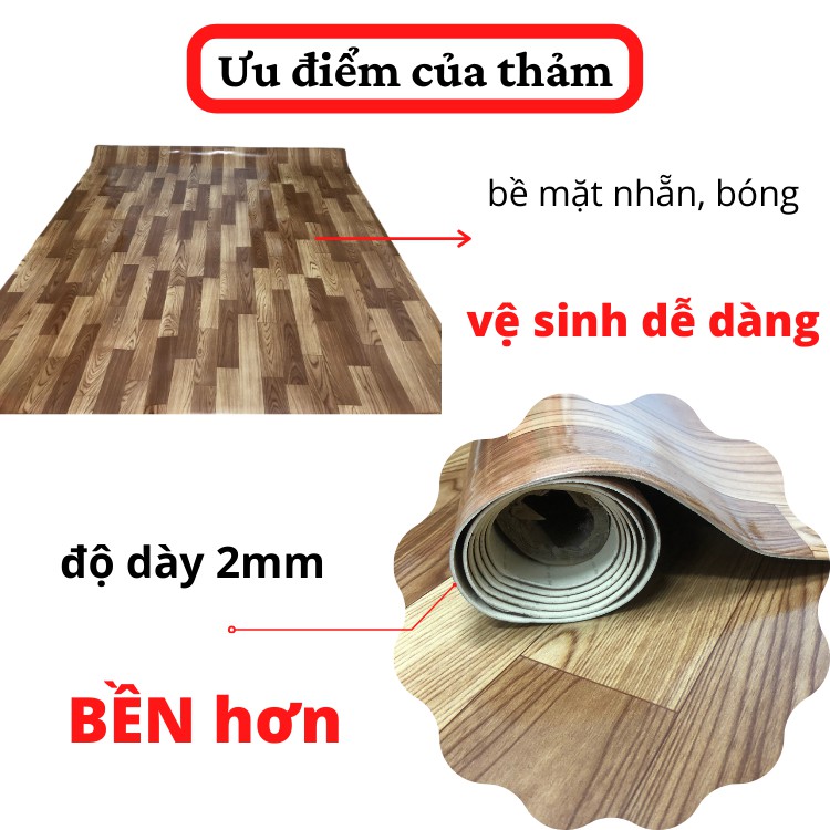 Thảm nhựa trải sàn vân gỗ PVC loại dày 2mm I Simili trải sàn I Thảm nhựa lót sàn