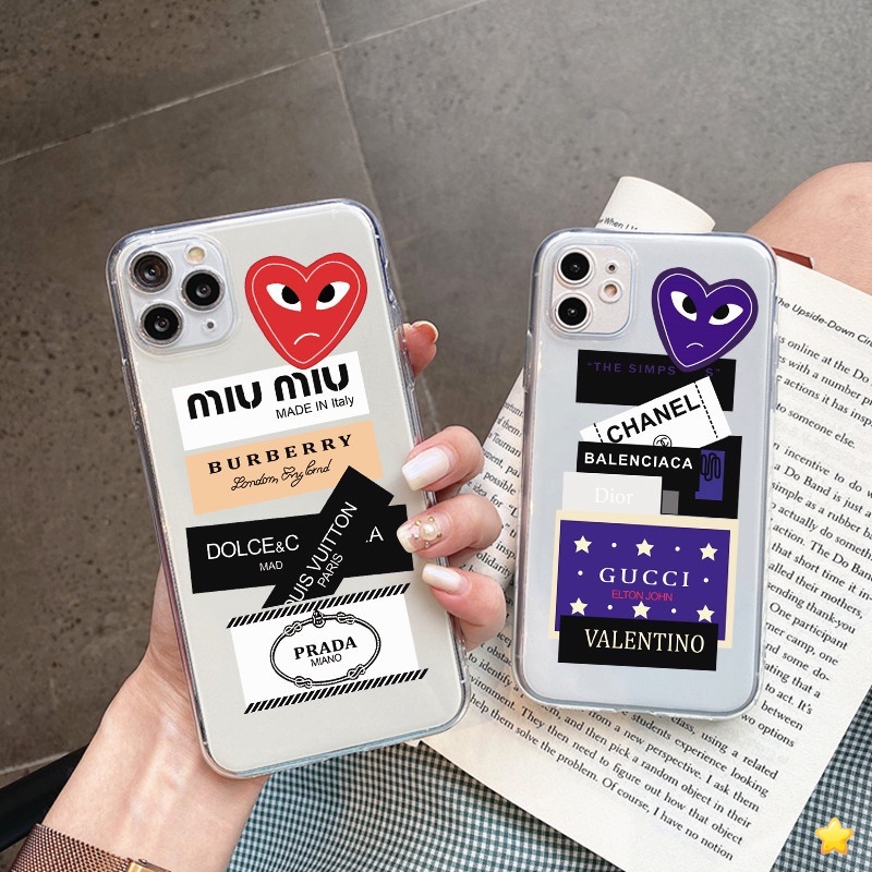 Casing Fashion Label Google Pixel 6 Pro/Pixel 3 3A 4 XL/Pixel 5a 5G Y20i Y20 Y12s Y17 Y15 Y12 A9 A5 2020 Luxury Brand Clear Soft Silicone Shockproof Cover