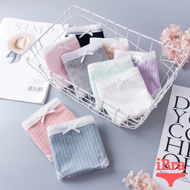 [Mã 12FASHIONSALE1 giảm 10K đơn 50K] Quần Lót Cotton Tăm Viền Ren nơ cài trước xuất Nhật hàng chất lượng cao | BigBuy360 - bigbuy360.vn