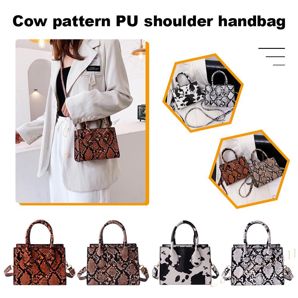 Women Handbag Animal Pattern Leather Shoulder Portable Handle Messenger Bag