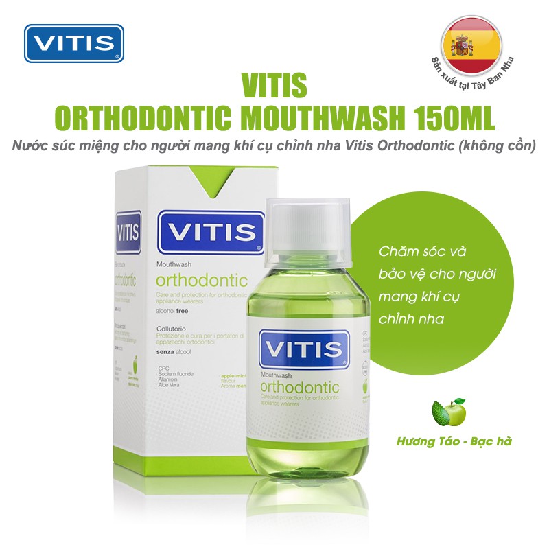 Nước súc miệng cho người chỉnh nha, niềng răng Vitis Orthodontic 150ml