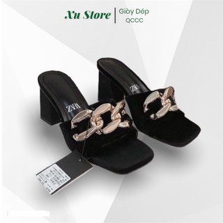 Guốc Zara xích to vàng gót 5p sang chảnh