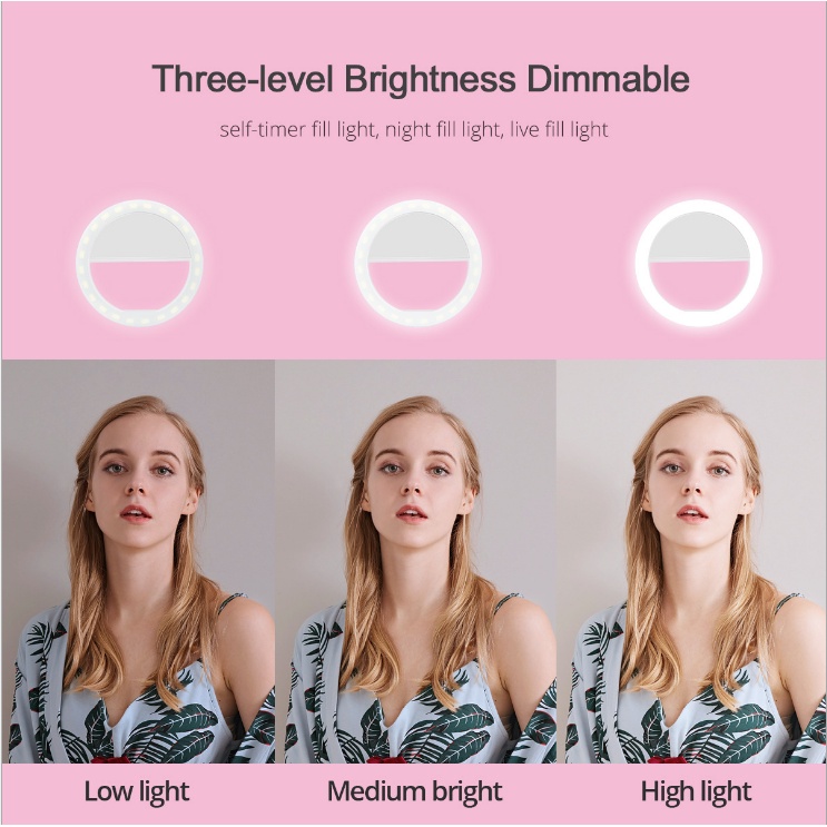 Đèn LED Tròn 36 Bóng Hỗ Trợ Chụp Ảnh Selfie Cho Điện Thoại