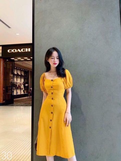 ĐẦM MAXI VÀNG CỔ U