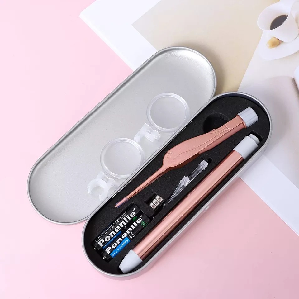 (TẶNG PIN) BỘ DỤNG CỤ LẤY RÁY TAI CÓ ĐÈN LED CHUYÊN NGHIỆP AN TOÀN DÙNG ĐƯỢC CHO TRẺ EM KÈM HỘP - Bộ dụng cụ lấy ráy tai