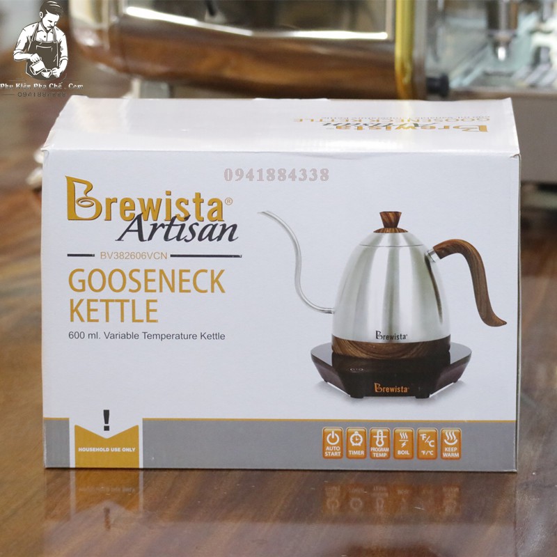 Ấm Điện Kiểm Soát Nhiệt Độ Brewista Artisan 600ml - Ấm Cổ Ngỗng Rót Pour Over