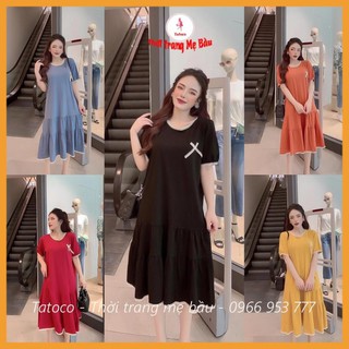 [Free Ship] Váy bầu thiết kế mùa hè .New 5 màu (chất thun cotton mền mại ,co giãn, size 45 -75kg +hình thật)
