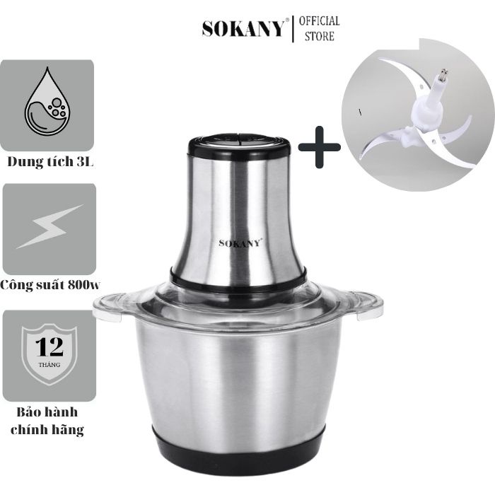 Máy xay đa năng, máy xay thịt SOKANY LB7004A 2.0L, SOKANY LB7005A 3.0L cao cấp chính hãng tặng kèm lưỡi dao xay