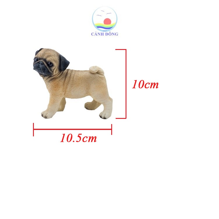 Tượng chó pug TƯỢNG MÔ HÌNH trang trí ĐẸP màu vàng nâu