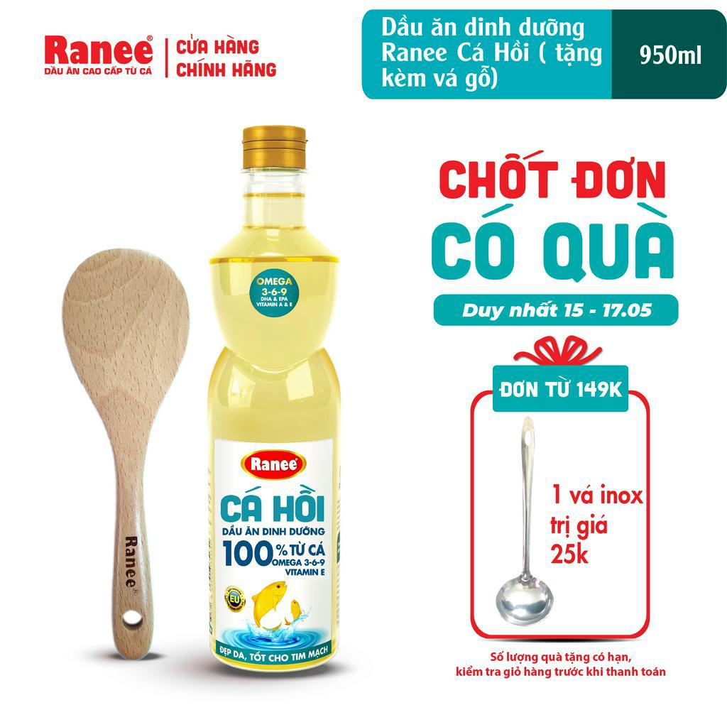 Dầu ăn dinh dưỡng Ranee CÁ HỒI 950ml + tặng kèm vá gỗ cao cấp
