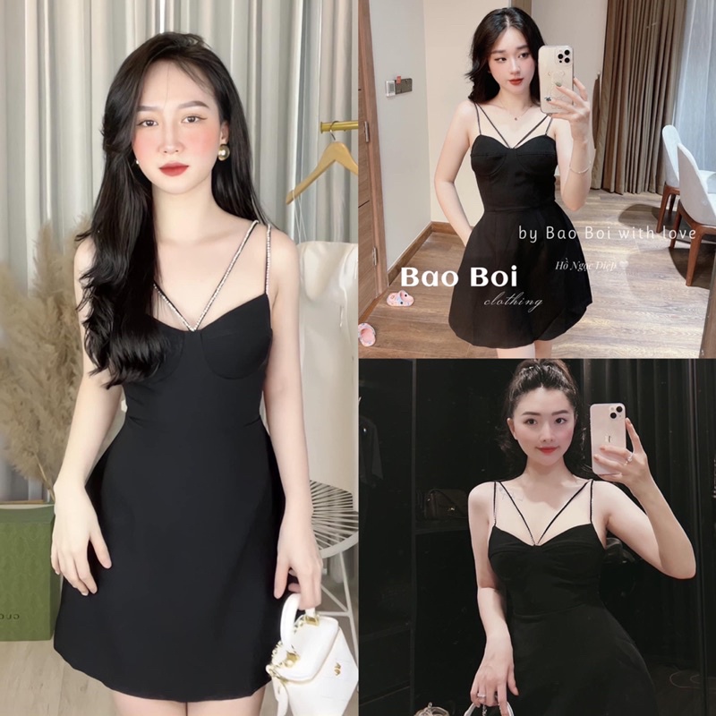 Đầm 2s kim tuyến dây chéo siêu sang (kèm ảnh thật shop chụp)