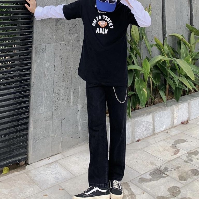 Quần Baggy ống rộng Đen thời trang nam nữ