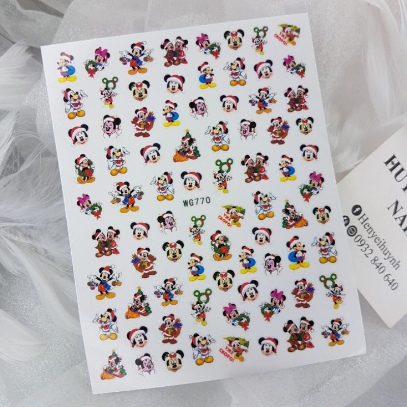 NOEL 2- STICKER NAIL 3D CÓ ÁNH KIM NHŨ LẤP LÁNH-STICK DÁN MÓNG NOEL