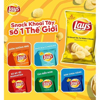 Snack Lays khoai tây 8 hương vị Tặng thêm 20% Gói 35g