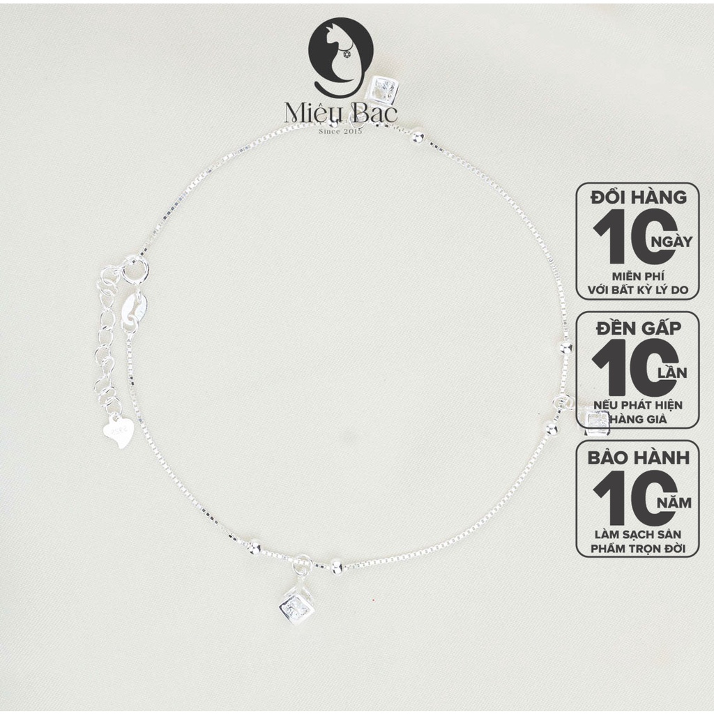 Lắc chân bạc nữ Khối Lập phương chất liệu bạc 925 thời trang phụ kiện trang sức nữ Miêu Bạc L500065