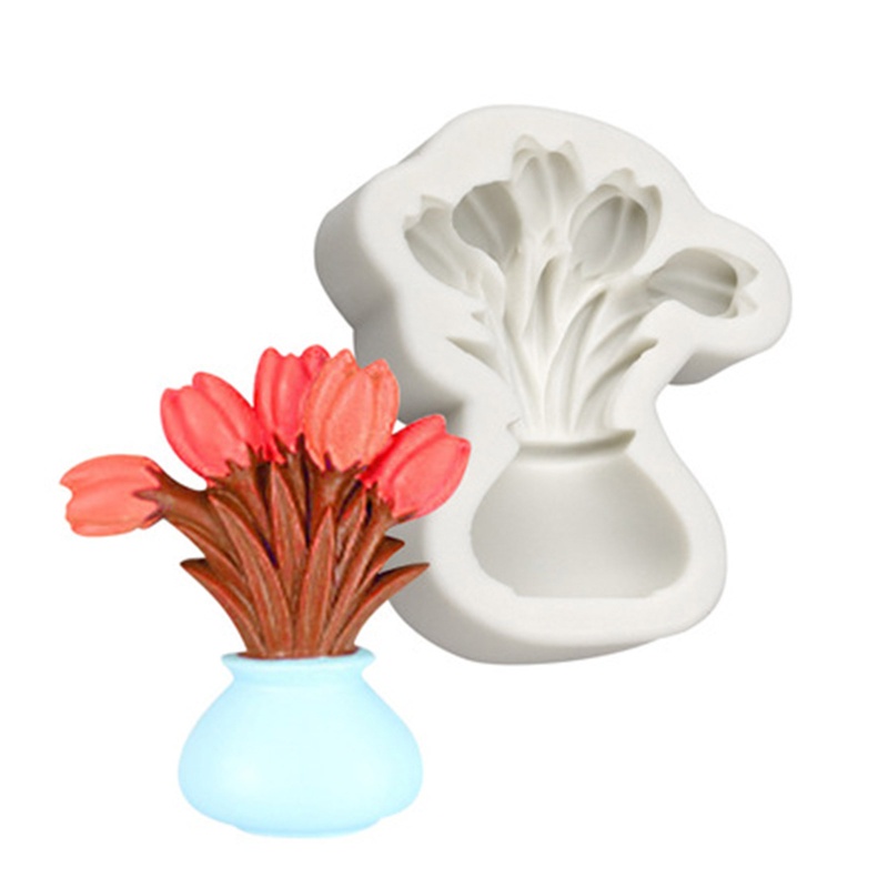 Khuôn Làm Sô Cô La Hình Bình Hoa Tulip Bằng Silicone DIY