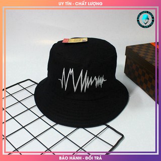 Mũ Bucket Nón Tai Bèo Đen Nhịp Tim Heart Beat 2 lớp vải kaki